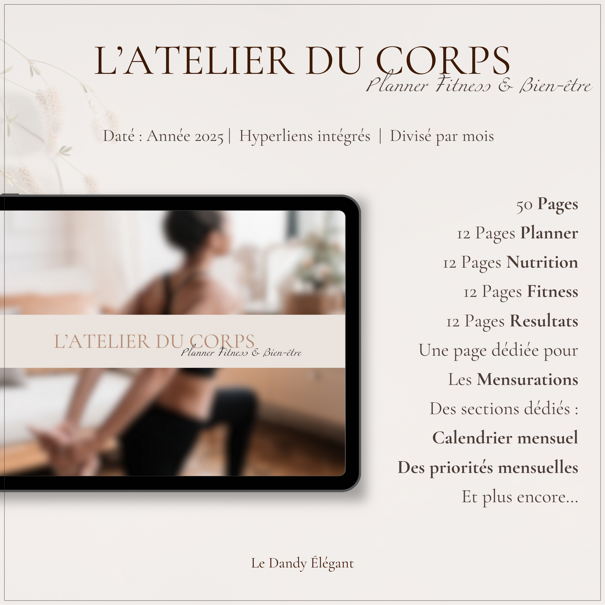 L’atelier du Corps - Planner Fitness & Bien-être - Le Dandy Élégant