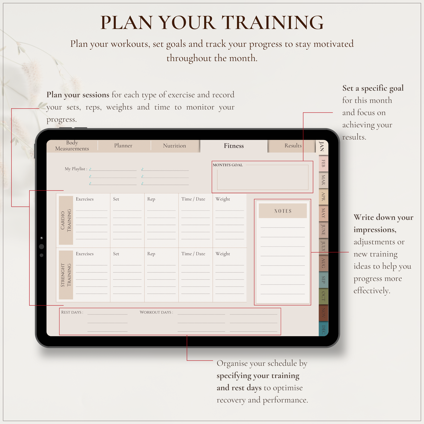 The Body Atelier - Fitness & Wellness Planner - Le Dandy Élégant