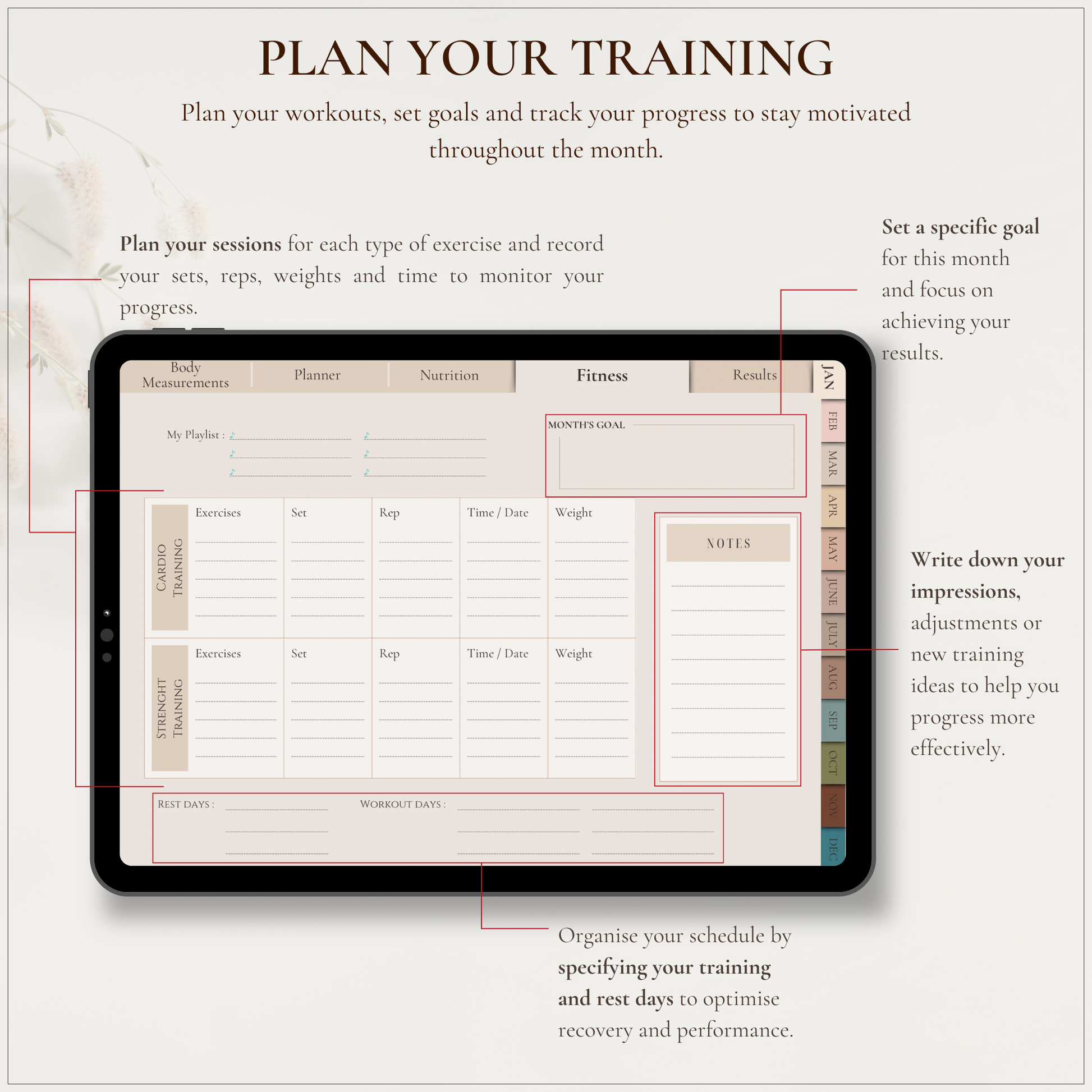 The Body Atelier - Fitness & Wellness Planner - Le Dandy Élégant