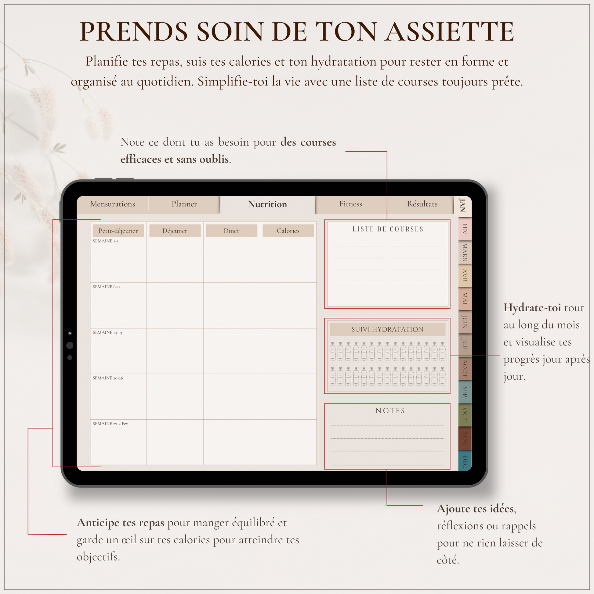 L’atelier du Corps - Planner Fitness & Bien-être - Le Dandy Élégant