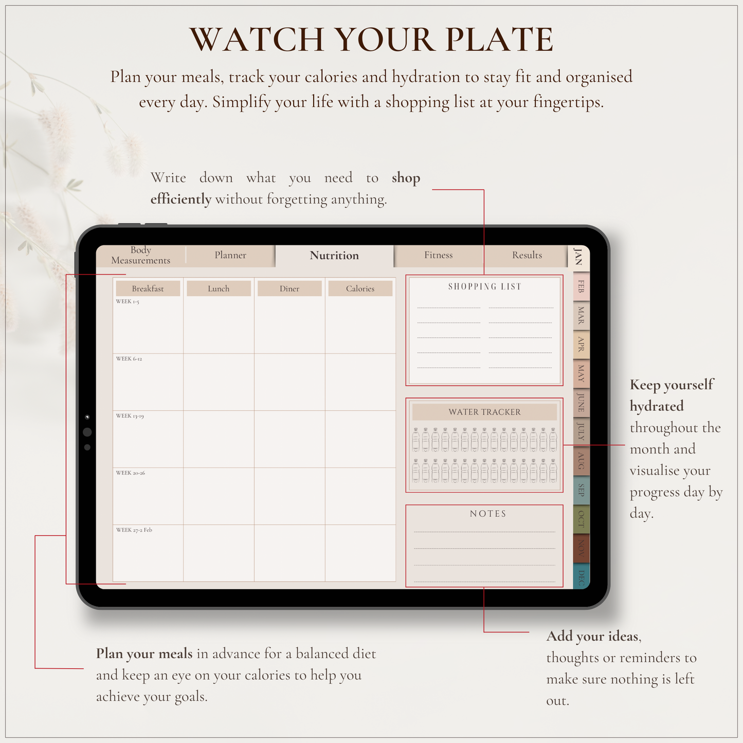 The Body Atelier - Fitness & Wellness Planner - Le Dandy Élégant