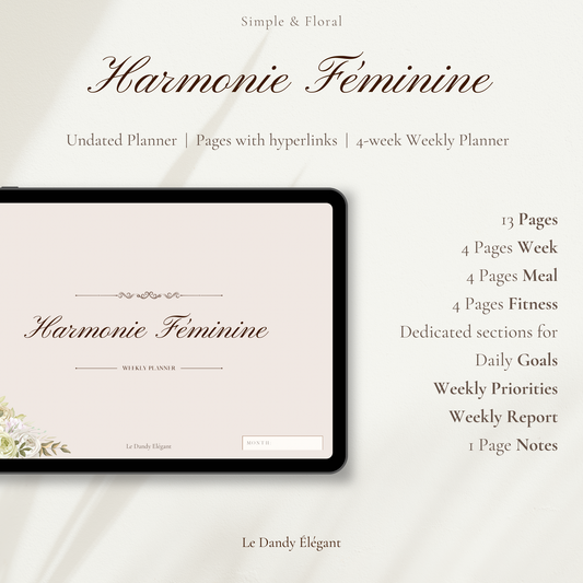 Harmonie Féminine (ENG) - 4-week Weekly Planner - Le Dandy Élégant