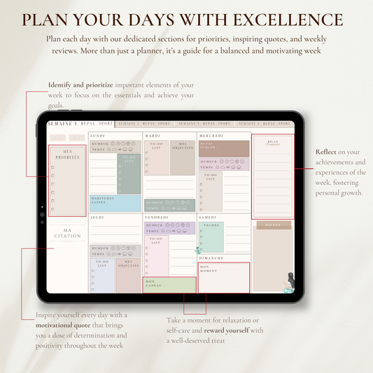 Harmonie Féminine (ENG) - 4-week Weekly Planner - Le Dandy Élégant